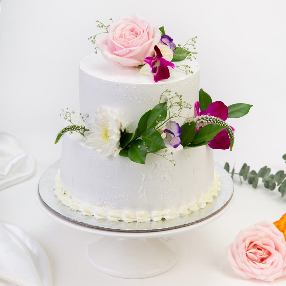 Amazon.com: Fake Wedding Cake 2 Tier Cake-Blue & White- Handmade by  Dezicakes- Fake Cake -Artificial Cake : Handmade Products