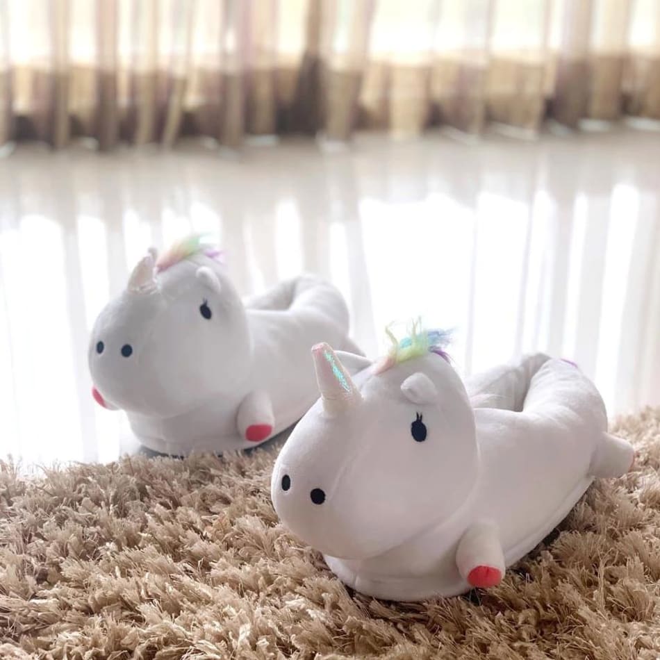 White unicorn slippers discount