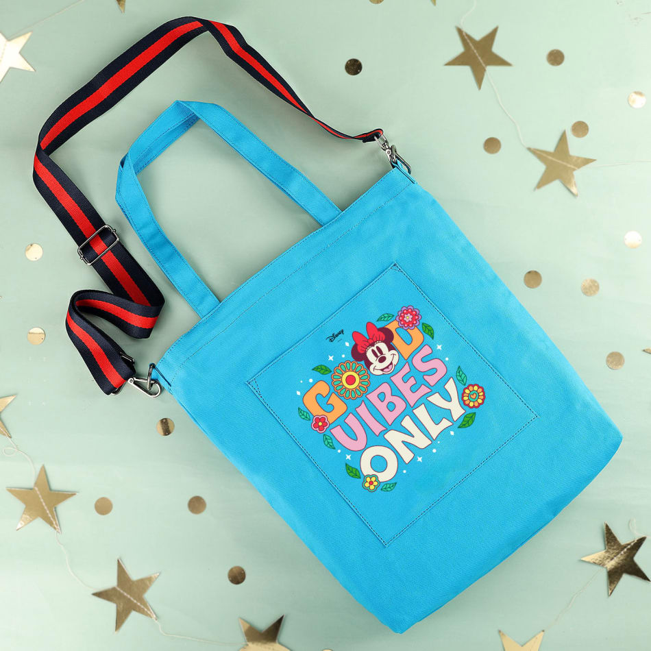 Buy Send Vogue Canvas Good Vibes Tote Bag Blue Online IGP JVS1299985