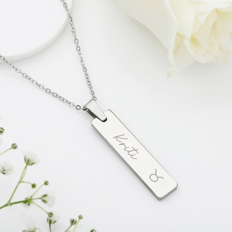 Zodiac Glow Personalized Pendant Link Chain Taurus