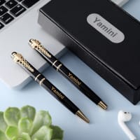 Personalized Blue Office Pens Rollerball Pen Classic pens Fine Point Smooth Writing set Engraved with Your Message/Slogan/Phone number Perfect for Teacher/Manager/Lawyer/Professor 5Pcs/Pack 