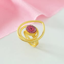 Brass spiral ring and semi-precious stones of your choice gift for her