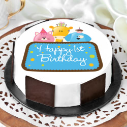 Buy Round N Pink First Year Fondant Birthday Cake-One Year Birthday Cake