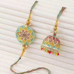 Designer Bhaiya Bhabhi Meena Work Rakhi