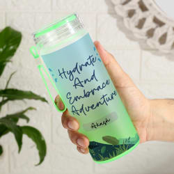 Embrace Adventure - Frosted Glass Bottle - Personalized - Green