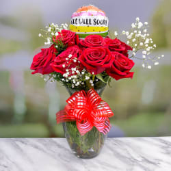 Free Shipping Great Gift Genuine Multi-Gemstone Globe Pen in Red Rose