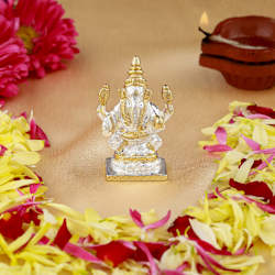 Gold And Rhodium Plated Lord Bal Ganesha Idol