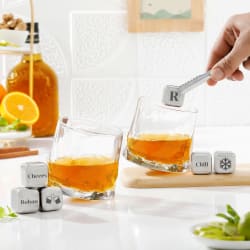 Personalized Reusable Ice Cube And Glass Combo