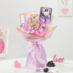 Personalized Teddy And Fridge Magnet Bouquet