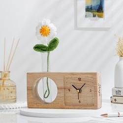 Personalized Timeless Wooden Clock With Crochet Daisy