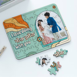 Siblings Nok Jhok - Personalized Wooden Jigsaw Puzzle