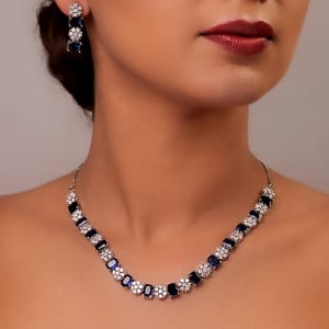Blue And White CZ Necklace Set