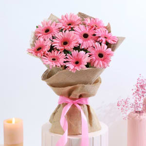 Order Bouquet of 10 Pink Gerberas Online at Best Price, Free Delivery|IGP  Flowers