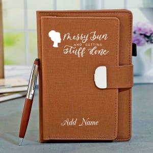 Brown Personalized Diary with Pen