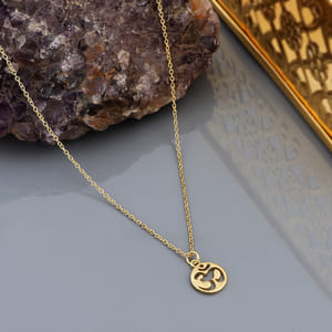 Om 18K Gold Plated Silver Pendant With 