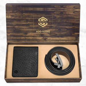Premium Gift Set of Black Wallet \u0026 Belt 