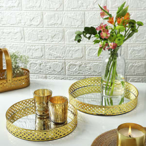 Round Mirrored Serving Trays (Set of 2)