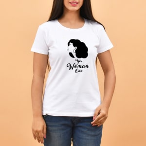 Woman Can Cotton T-Shirt For Women - White