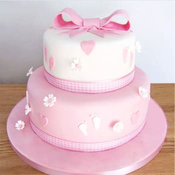 2 Tier Pink Christening Cake 3 5 Kg Gift Send Valentine S Day Gifts Online Hd Igp Com