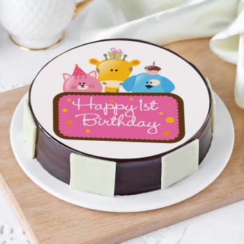 Order Cute Animals First Birthday Cake For Girls Half Kg Online At Best Price Free Delivery Igp Cakes