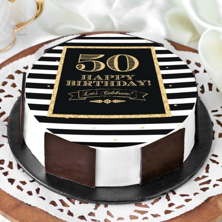 40 Cute Cake Ideas For Any Celebration : Ombre Grey Two-Tiered 50th  Birthday Cake