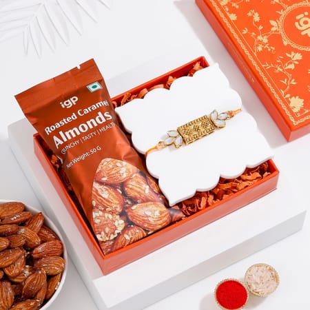 Antique Kundan Rakhi And Almonds Combo-picture-25