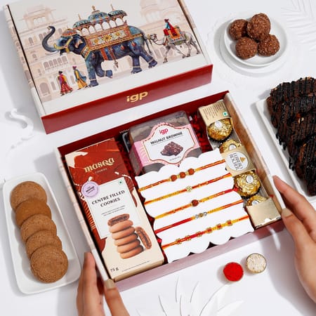 Blissful Traditional Rakhis And Sweets Hamper-image-8