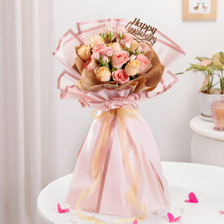 Blushing Blooms Anniversary Bouquet-picture-31