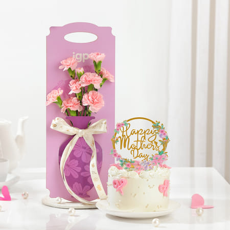 Charming Blooms And Mother's Day Cake Combo-image-10