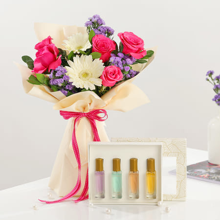 Charming Fragrance and Floral Bouquet Gift Combo-picture-34