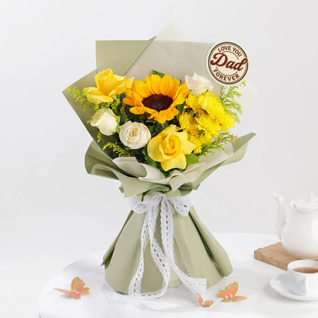 Charming Yellow Blooms Bouquet For Dad-image-8