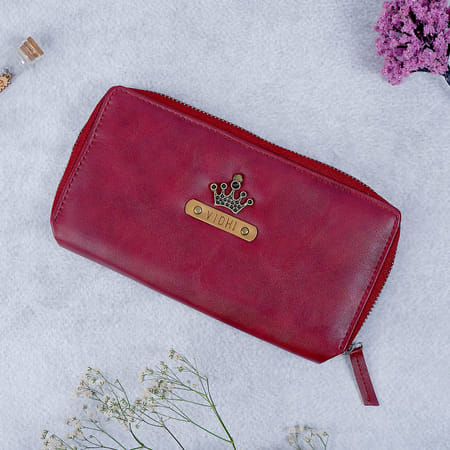 Cherry Red Zip Wallet For Women - Personalized-image-13