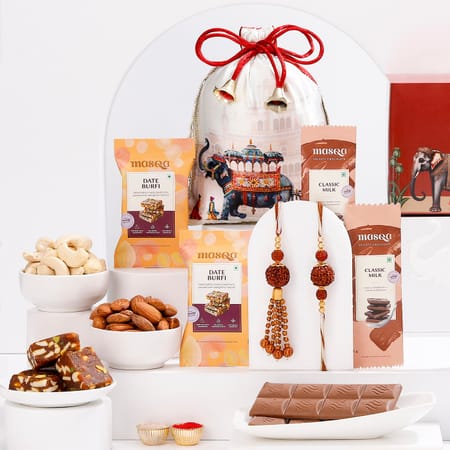 Classic Rudraksha Bhaiya Bhabhi Rakhi Hamper-picture-14
