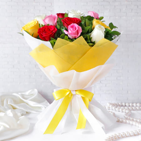 Colorful Assorted Roses Flower Bouquet-image-12