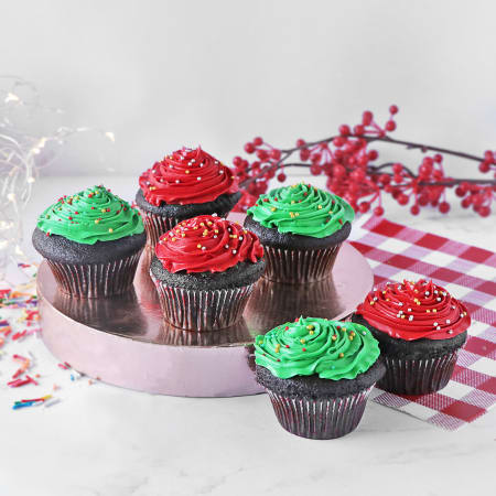 Chocolate Cup cakes pack-1 pack of 6 | Christmas Cup cakes | christmas cakes  chennai - Cake Square Chennai | Cake Shop in Chennai