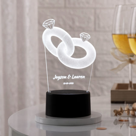 Couple Ring Personalized LED Lamp - Black Base-image-14