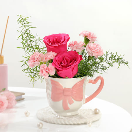 Cup Of Love And Flowers