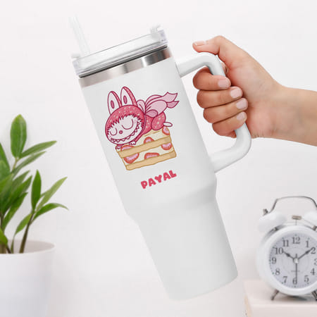 Cute Labubu Personalized Matte White Tumbler-picture-39