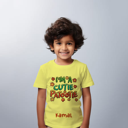 Cutie Patootie Personalized T-Shirt For Kids - Yellow-image-2