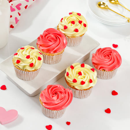 Delicious Yellow And Pink Cream Cupcakes - Set Of 6-picture-45