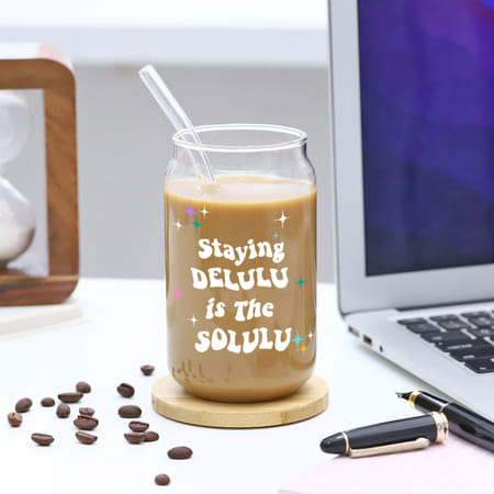 Delulu Is The Solulu - Personalized Can-Shaped Glass With Straw-picture-25