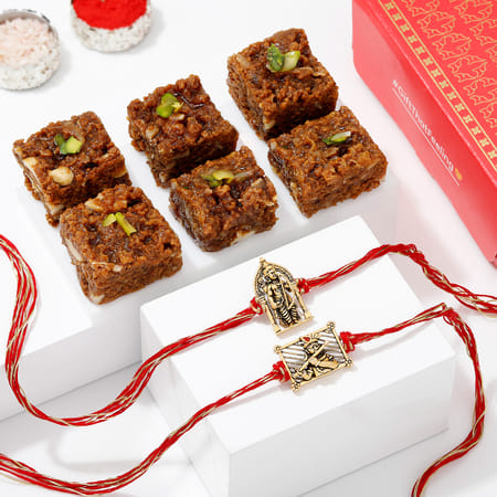 Divine Rustic Rakhis And Sweets Combo-picture-29