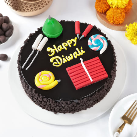 Diwali Crackers Chocolate Truffle Cake (Half Kg)-picture-50