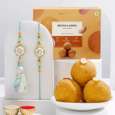 elegant bhaiya bhabhi rakhi and rajbhog combo