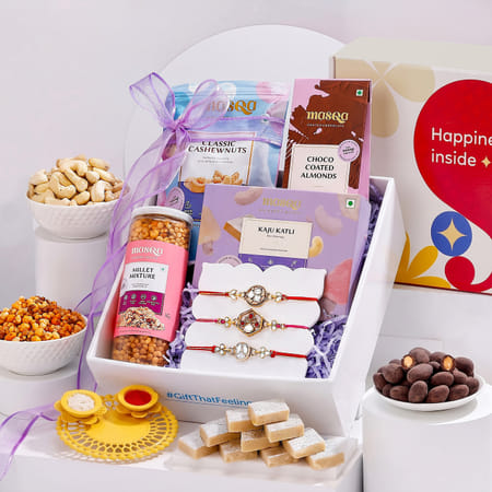 Elegant Kundan Rakhis And Indulgence Hamper-picture-39