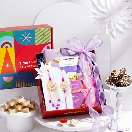 Elegant Purple Kundan Rakhi Hamper-picture-13