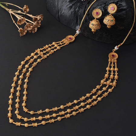 Ethnic 3 line Necklace Set: Gift/Send 