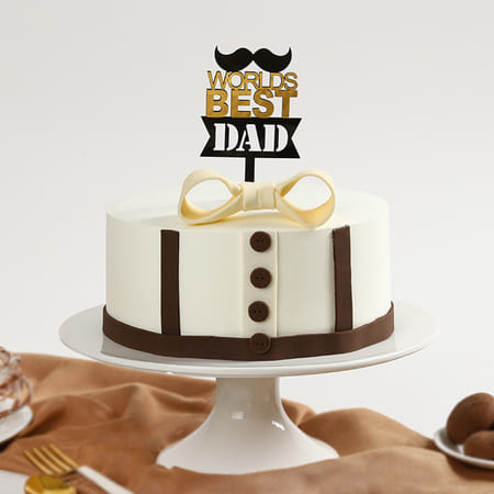 Father's Day Bow Tie Suspender Semi-Fondant Cake-picture-11