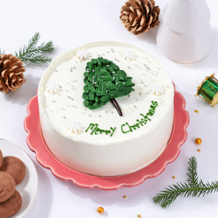 Festive Cheer Christmas Tree Cream Cake (400 Grams)-picture-54