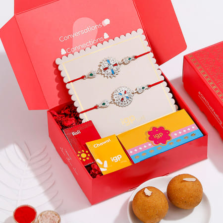 Floral Cutwork Rakhi With Besan Laddus-image-28